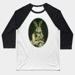 Victorian Hare Girl Oval Design Baseball T-Shirt